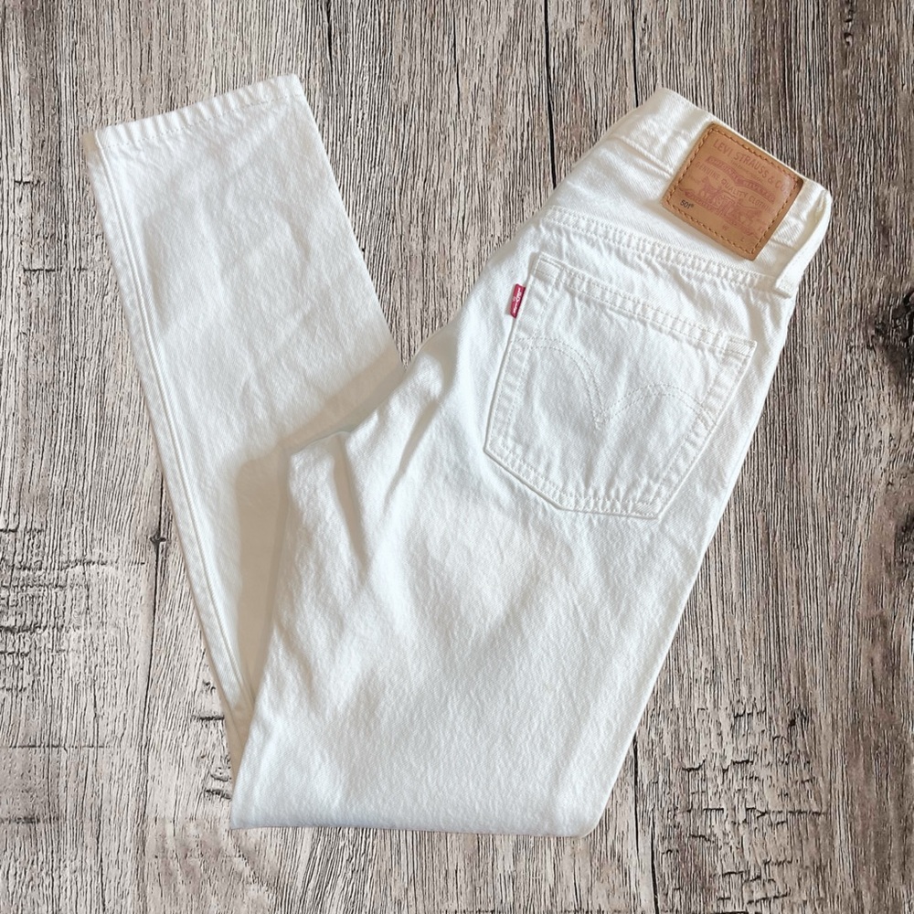 Levi’s 501 Original White Button Fly Jeans Women’s Straight Leg Size W23 L28